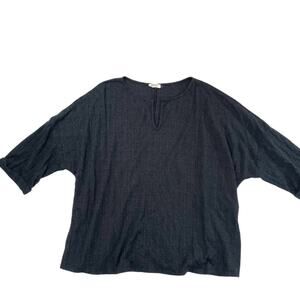 Blumin Apparel Gray Ribbed Notch Neck Dolman Top 2XL Plus Size Women’s